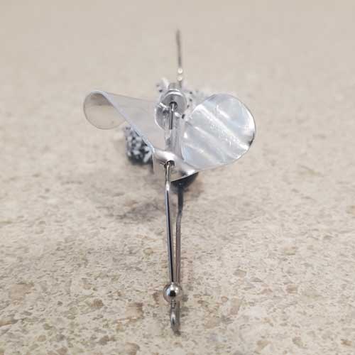 White Baitfish Baby Buzzbait Silver Blade Front View