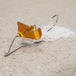 White Baby Buzzbait Gold Blade Rotated View