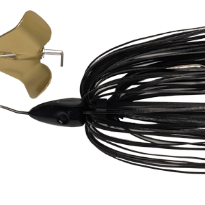 The Baby Buzzbait Black skirt and gold precision cupped blade. Choosing the Black Baby Buzzbait™ Vegetation Tamer will really help put more fish in the boat.